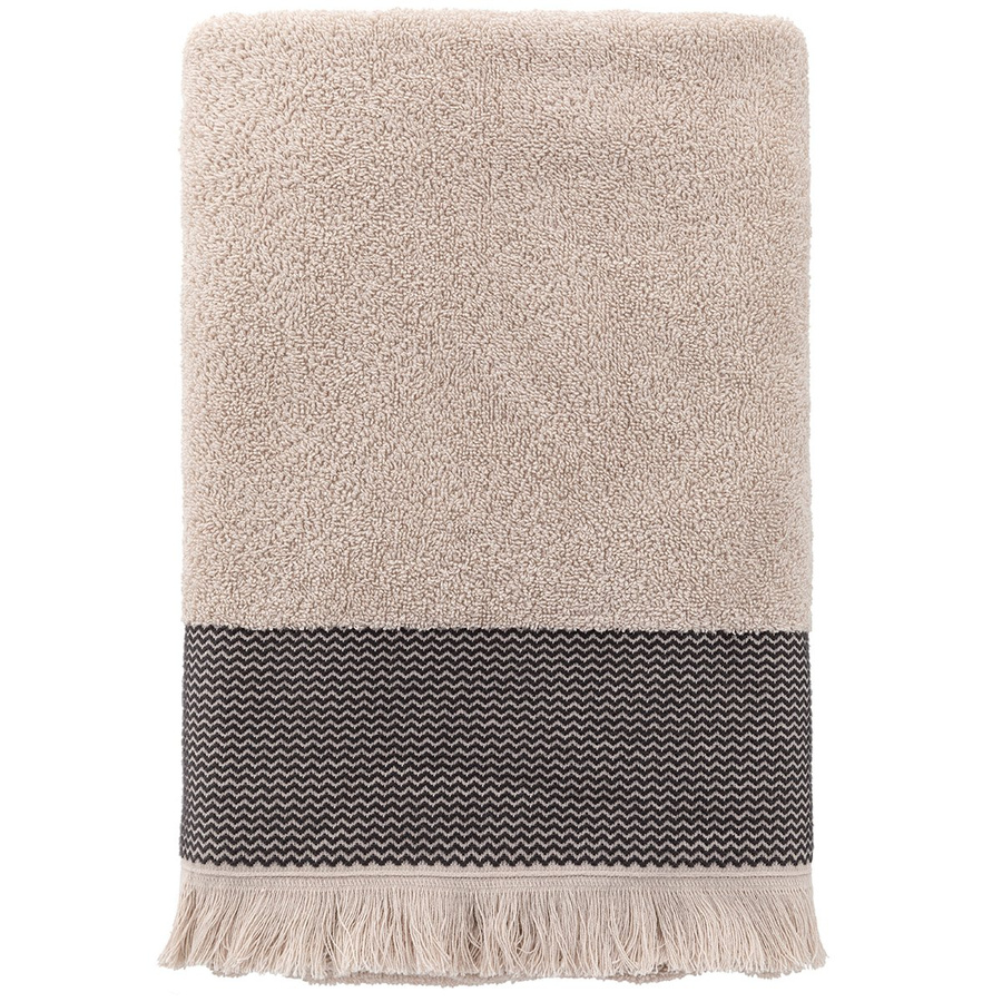 Ręcznik bawełniany z frędzlami Miss Lucy Natika 70x140 cm beż