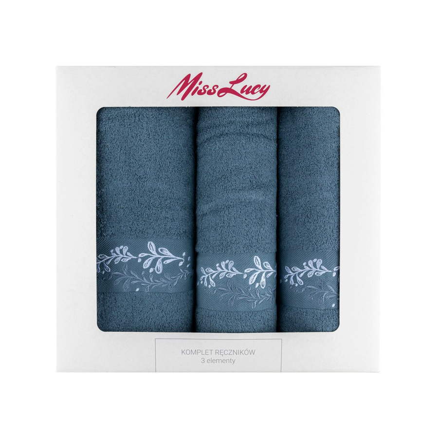 Komplet ręczników bawełnianych Miss Lucy Beautiful 3 elementy 30x50cm, 50x90 cm, 70x140 cm jasnoszary
