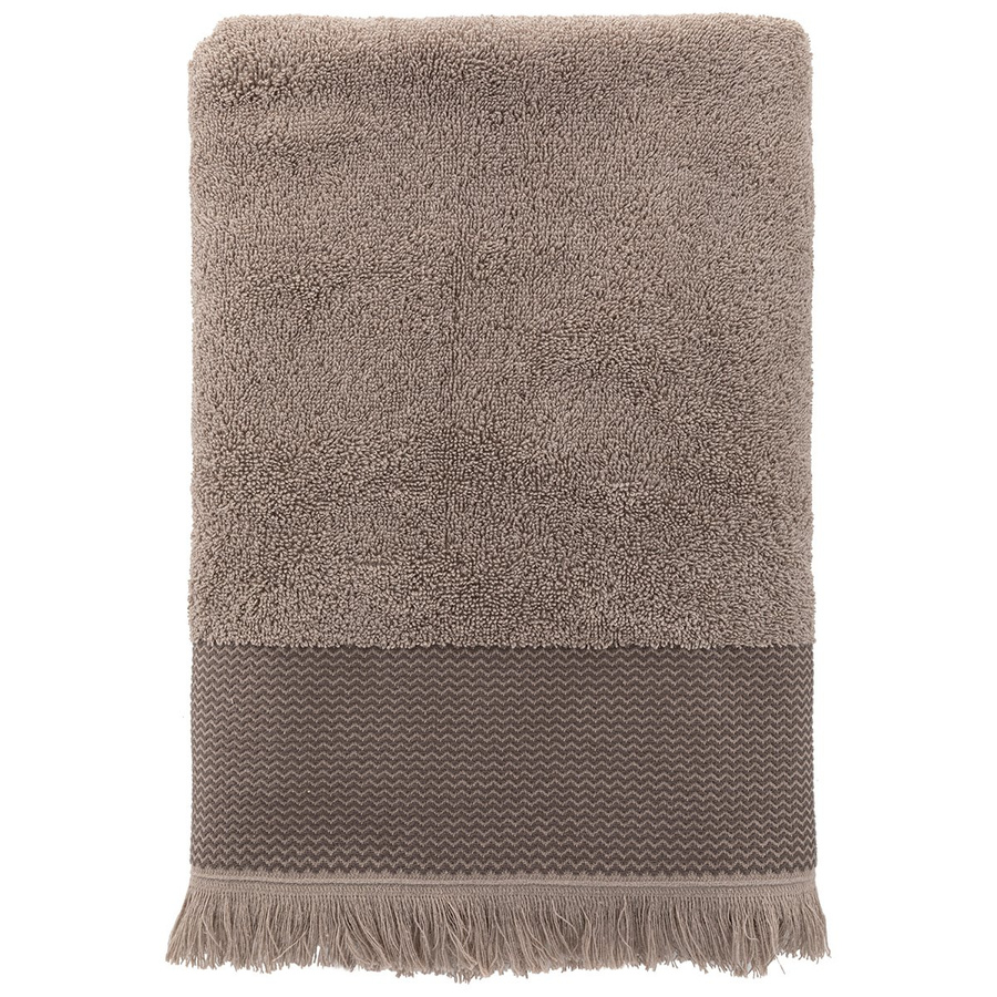 Ręcznik bawełniany z frędzlami Miss Lucy Natika 30x50 cm jasny brąz