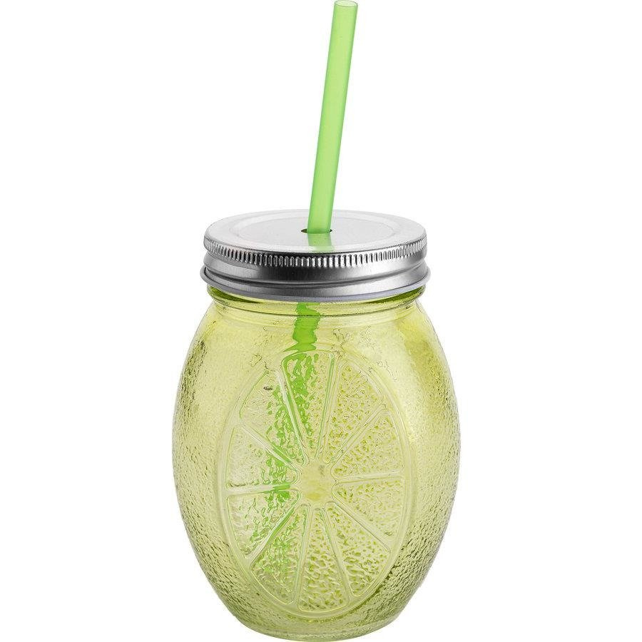 Szklanka Florina Lemon zielona ze słomką 460 ml